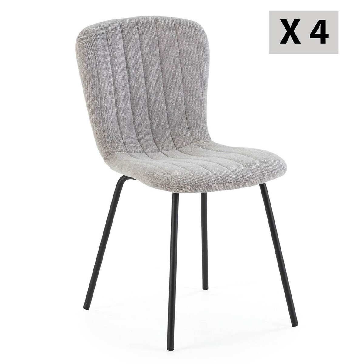 VS VENTA-STOCK Pack 4 chaises Lucky recouvertes de tissu gris clair