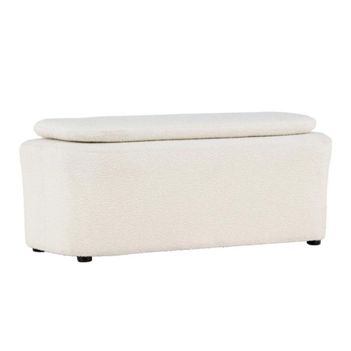 Paris Prix Pouf en Tissu Bouclé  Laurel  110cm Blanc