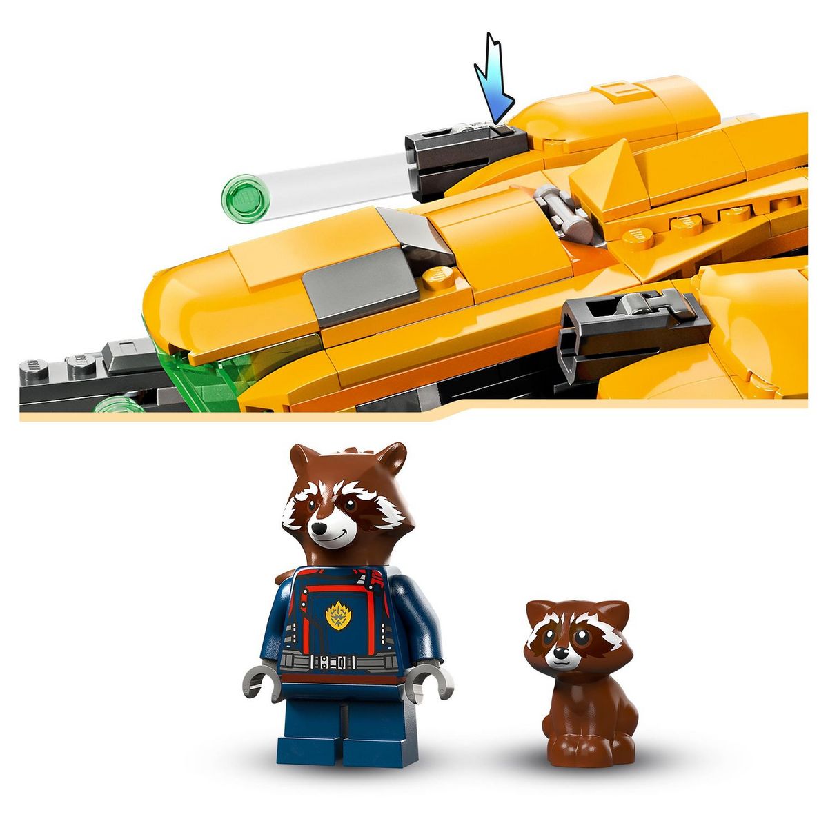 LEGO Marvel 76254 Le vaisseau de bébé Rocket, Jouet de Construction Vaisseau Spatial des Gardiens de la Galaxie Volume 3 pour Enfants avec Minifigurines Super-Héros Raton