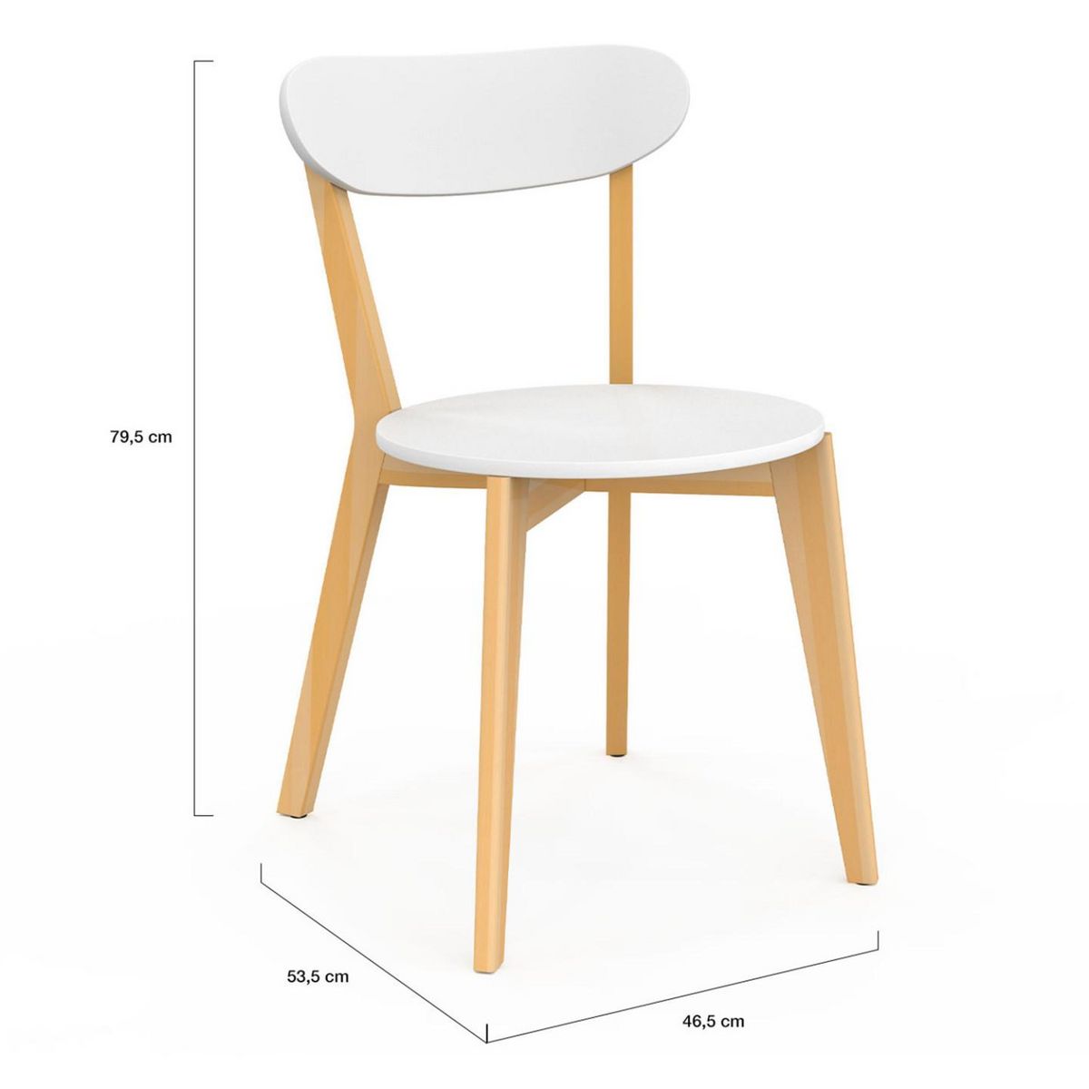 ID MARKET Lot de 4 chaises scandinaves FREJA bicolore blanc et bois pour salle à manger