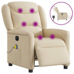 VIDAXL Fauteuil inclinable de massage electrique creme tissu
