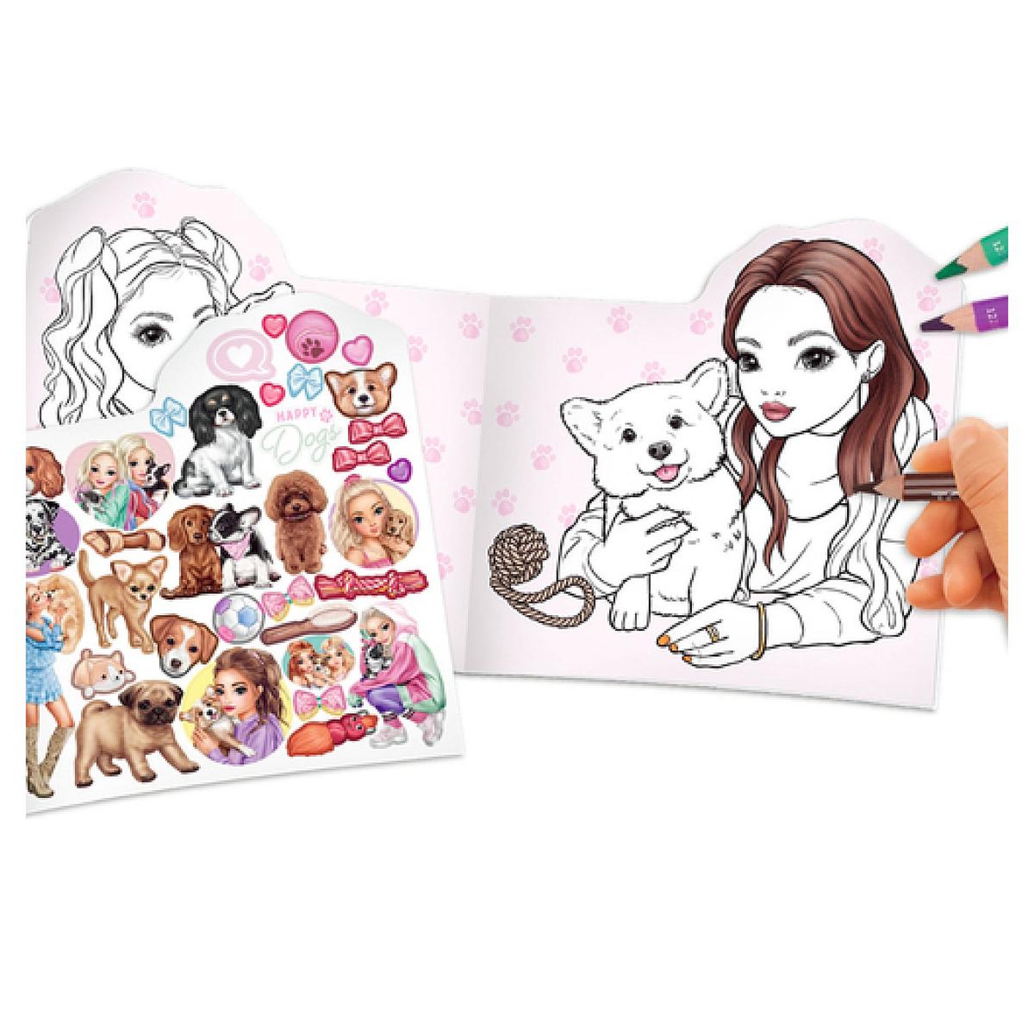 Voir la diapositive 3 : TOP MODEL Livre de coloriage - Kitty and Doggy