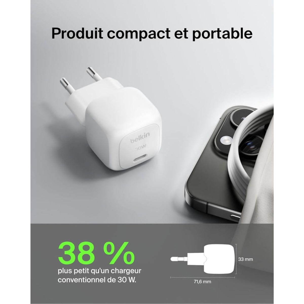 Belkin Chargeur 30W USB Power delivery PPS Blanc