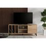 Voir la diapositive 2 : TOILINUX Meuble TV avec multi-rangements en panneaux de particules - Beige