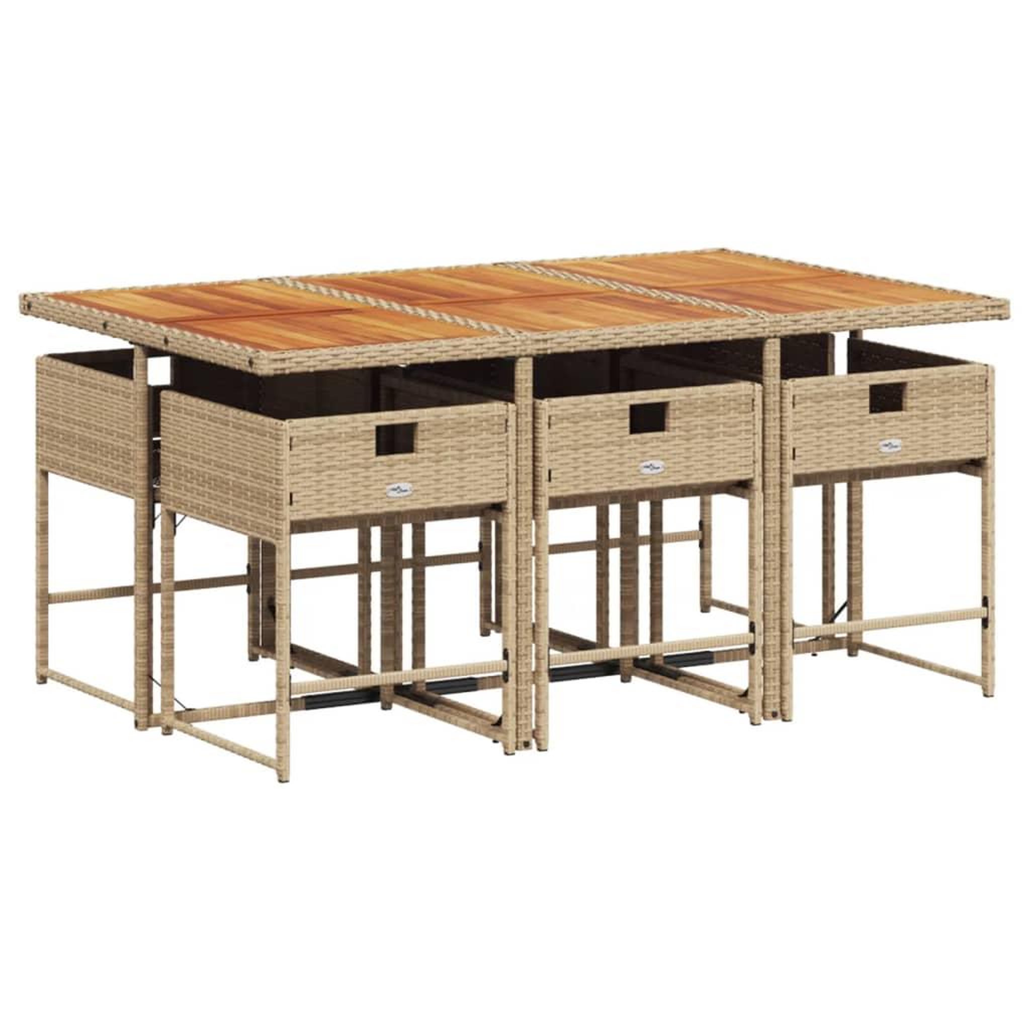 Voir la diapositive 4 : VIDAXL Ensemble a manger de jardin et coussins 7 pcs beige poly rotin
