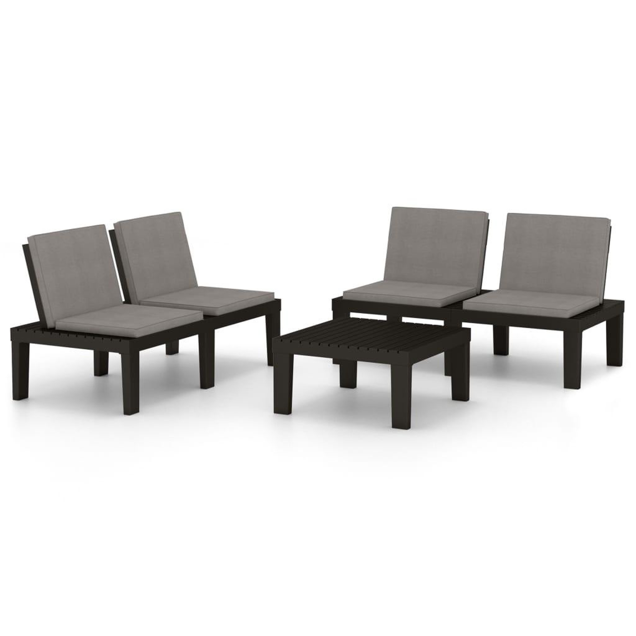 Voir la diapositive 2 : VIDAXL Salon de jardin 3 pcs avec coussins Plastique Gris