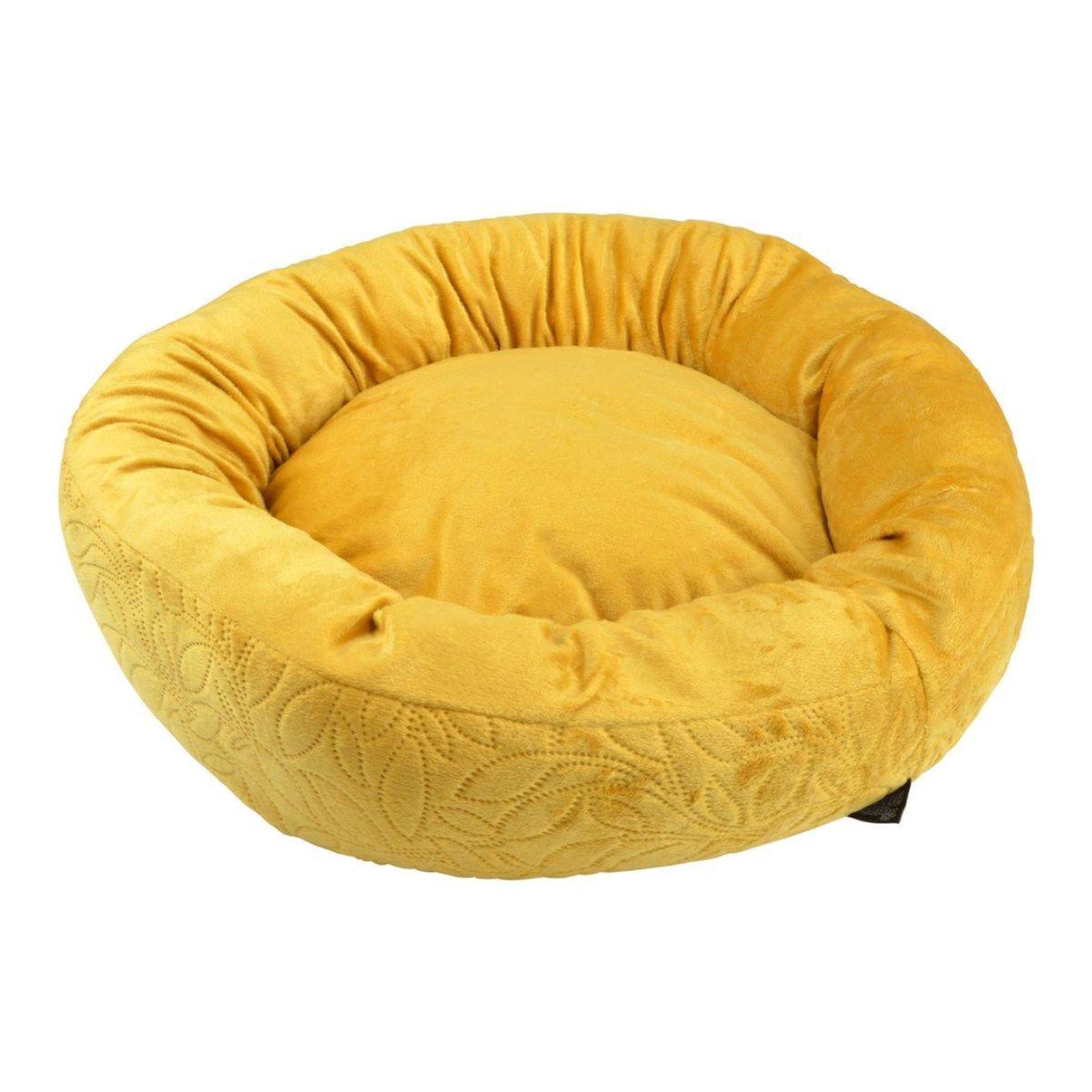 LOVE STORY Panier rond chien & chat  boho  50cm moutarde