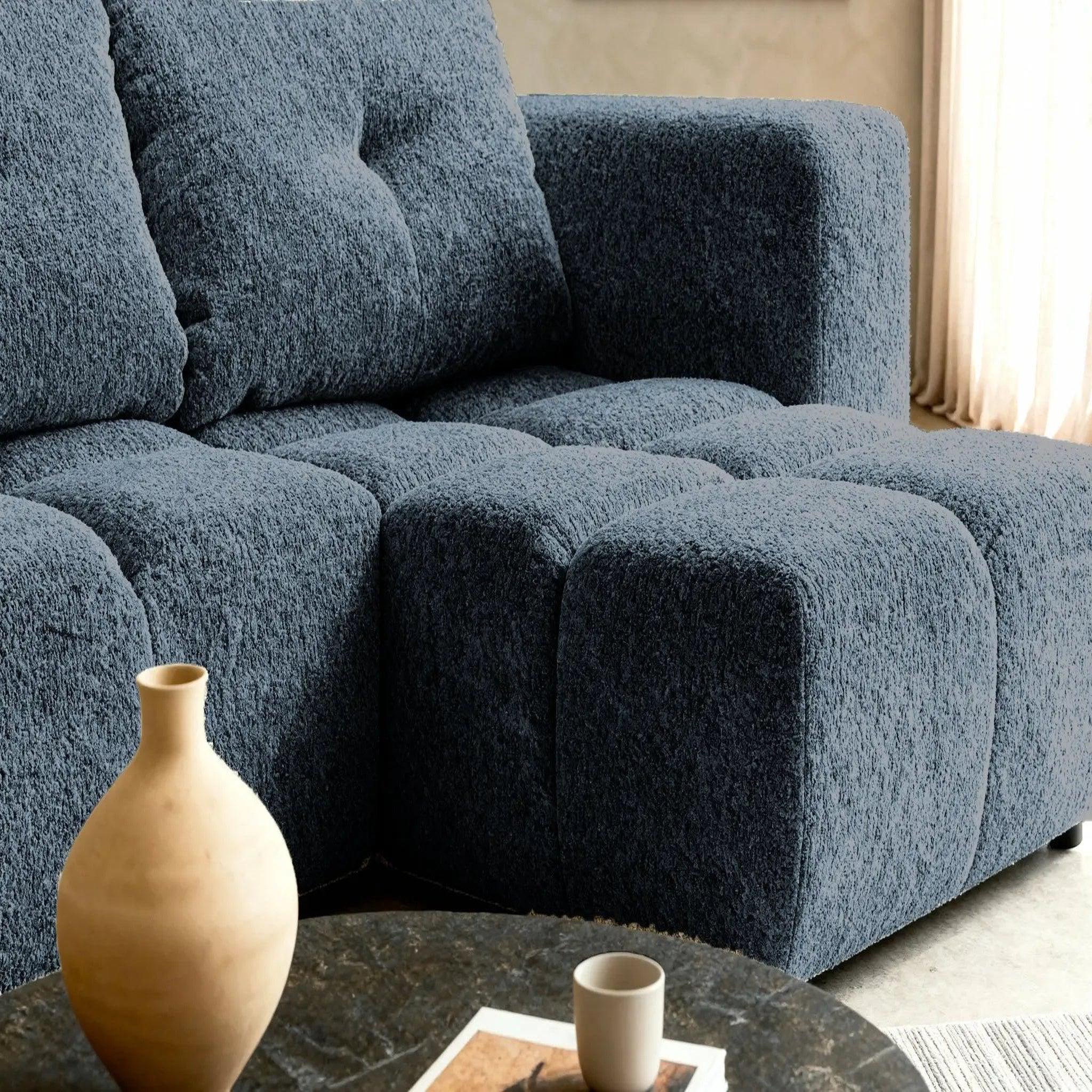 Voir la diapositive 5 : CASANOVA PARIS Romy mini - canapé d'angle convertible tissu chenille 2 places