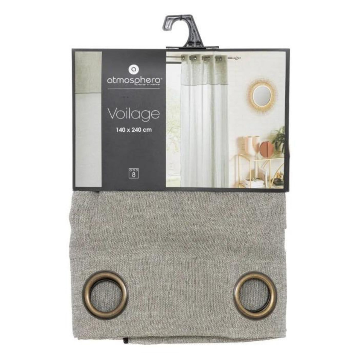 ATMOSPHERA Rideau Voilage à Oeillets  Fred  140x240cm Kaki