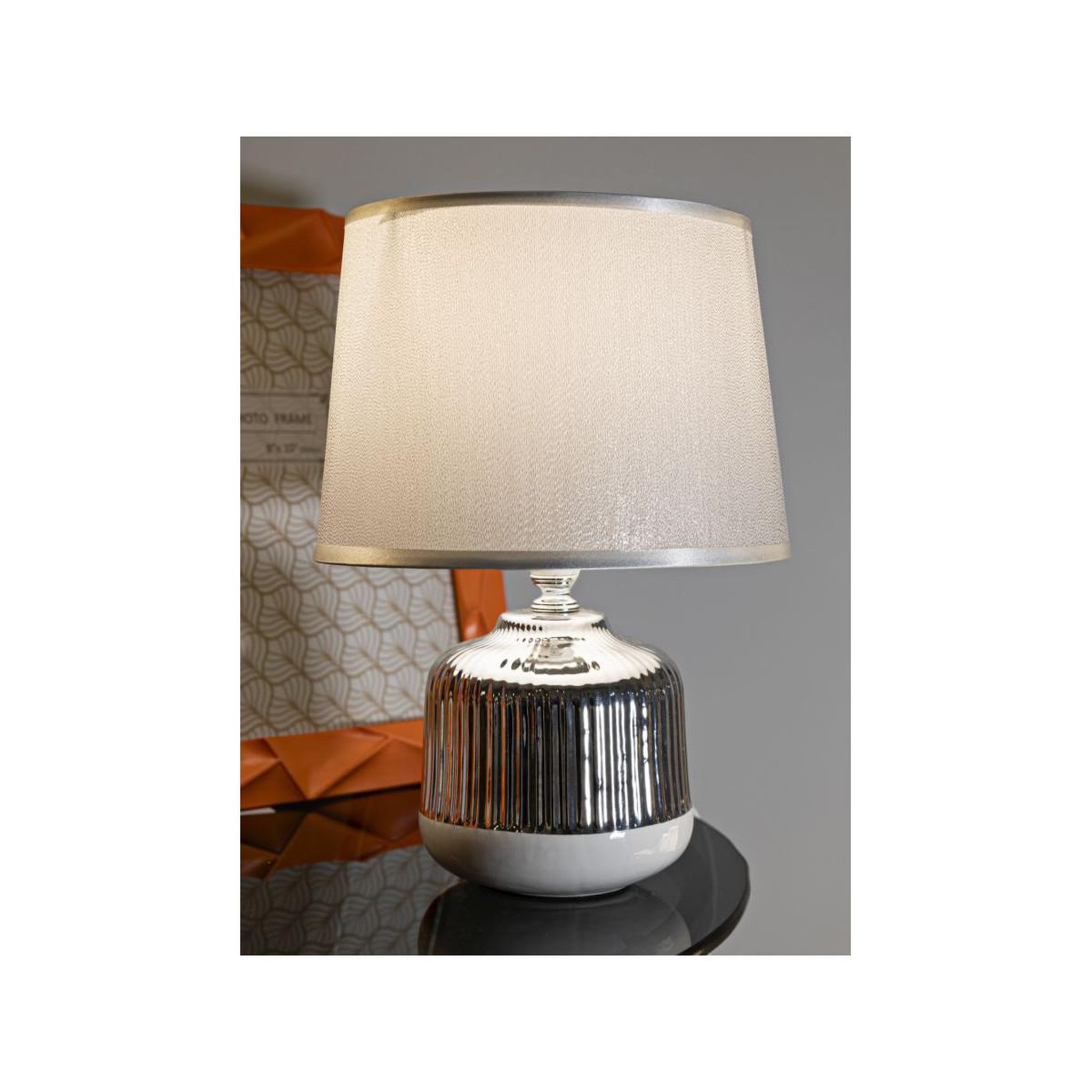 Voir la diapositive 5 : Paris Prix Lampe à poser en céramique  lucina  29cm argent & blanc