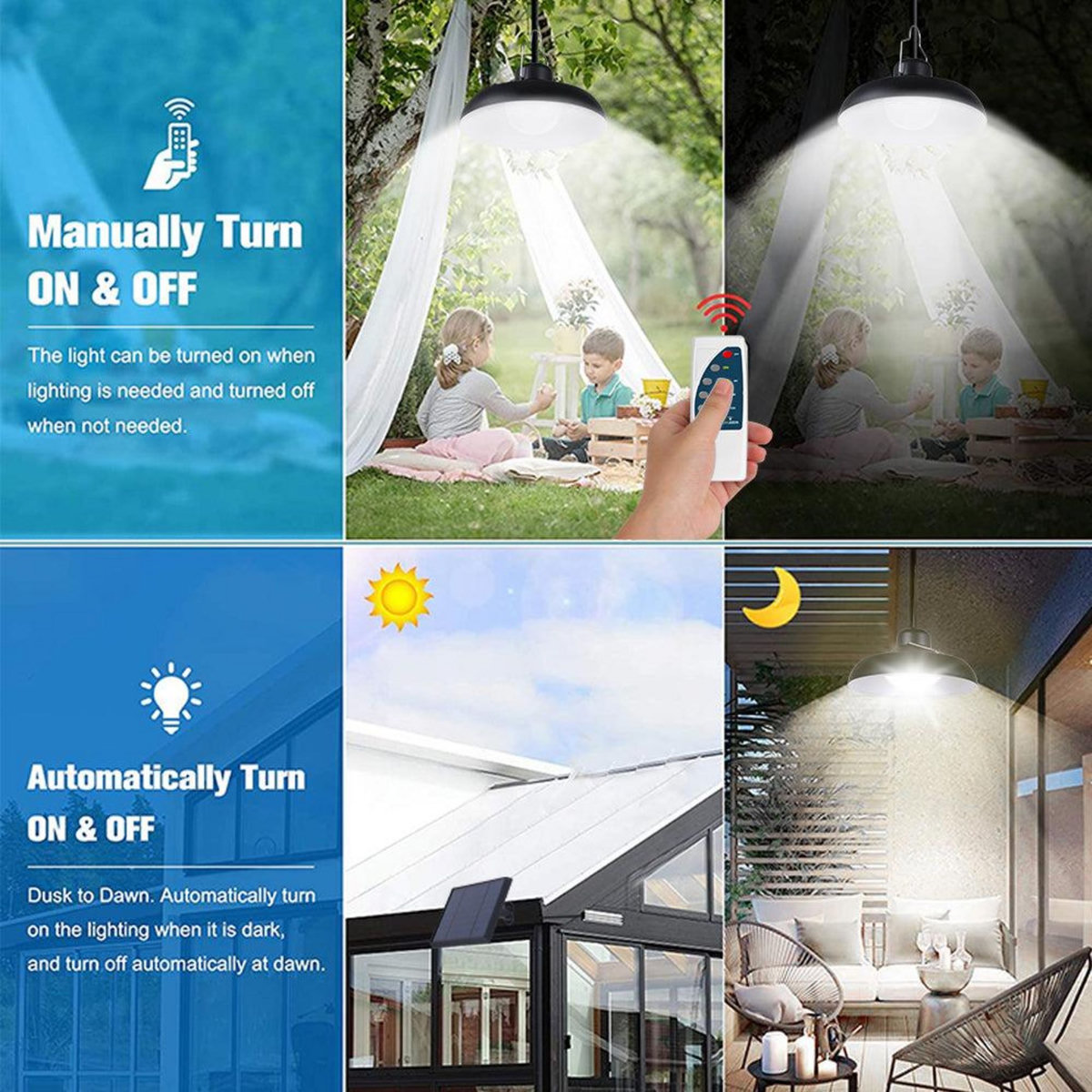 Lumisky Suspension d'extérieur nomade solaire WAREN Noir Metal D18cm