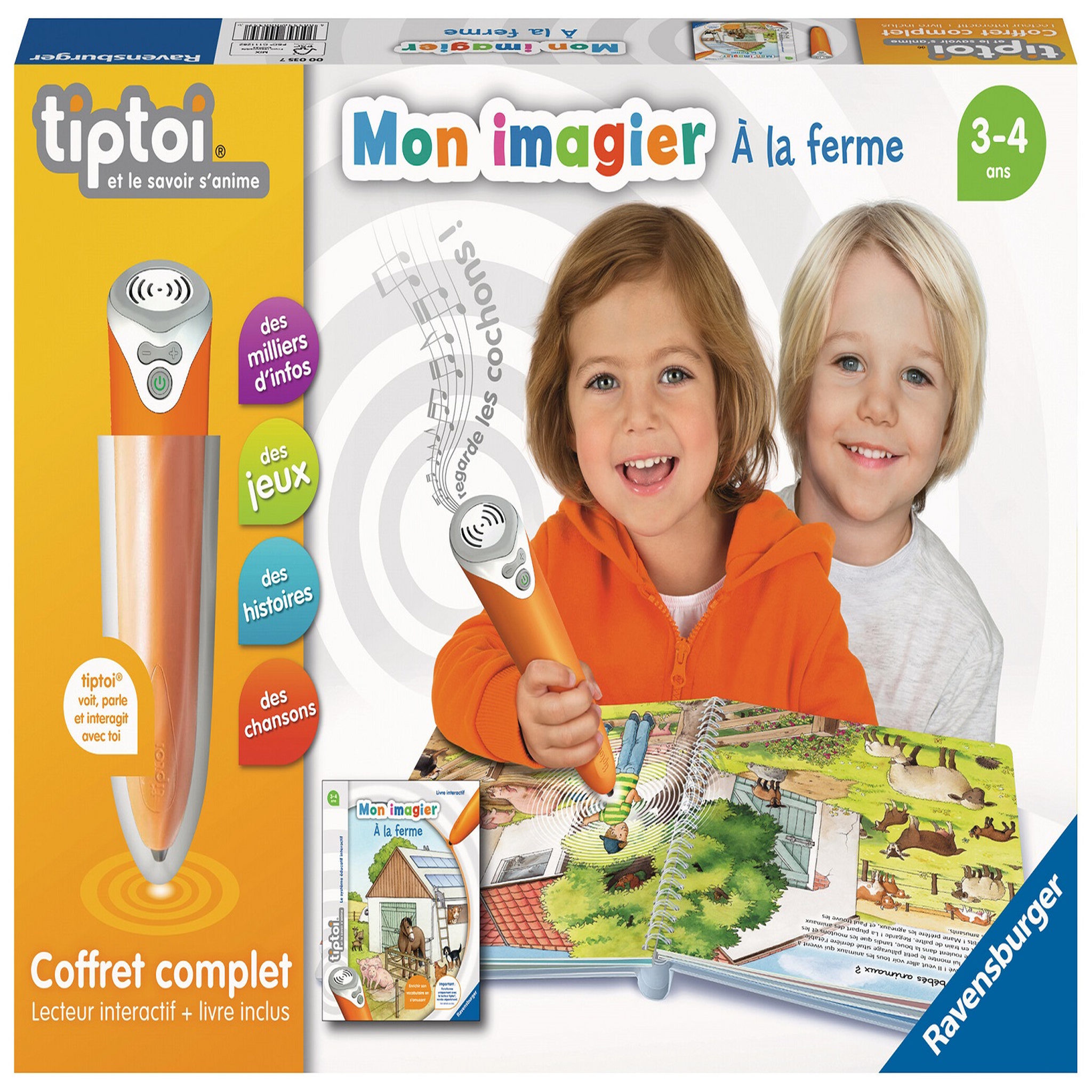 RAVENSBURGER Coffret complet lecteur interactif + Livre imagier "A la ferme" - Tiptoi