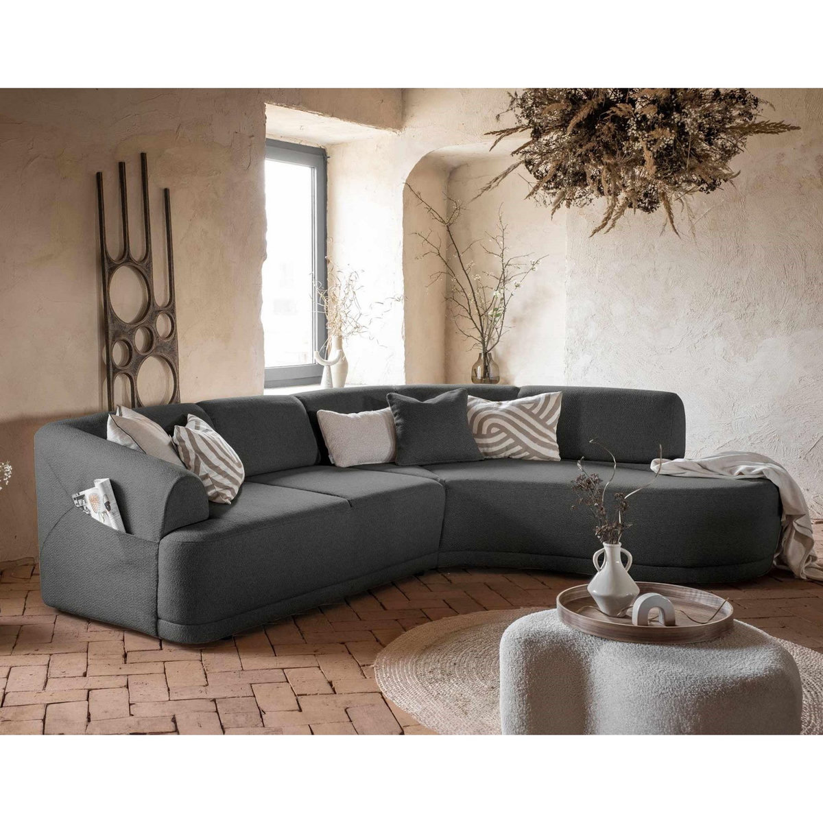 BEST MOBILIER Siena - canapé d'angle droit - 5 places - en tissu