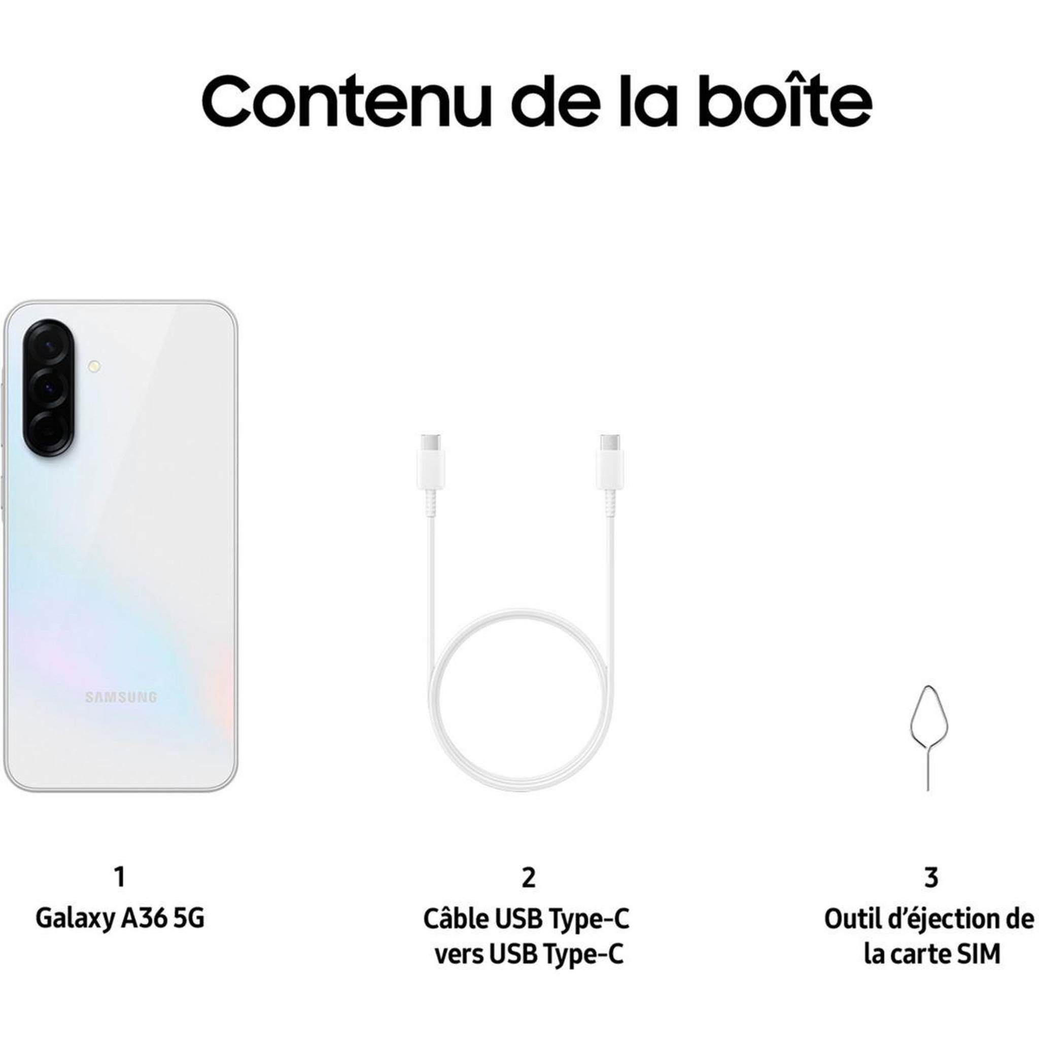 Voir la diapositive 5 : Samsung Smartphone Galaxy A36 Blanc 256Go 5G