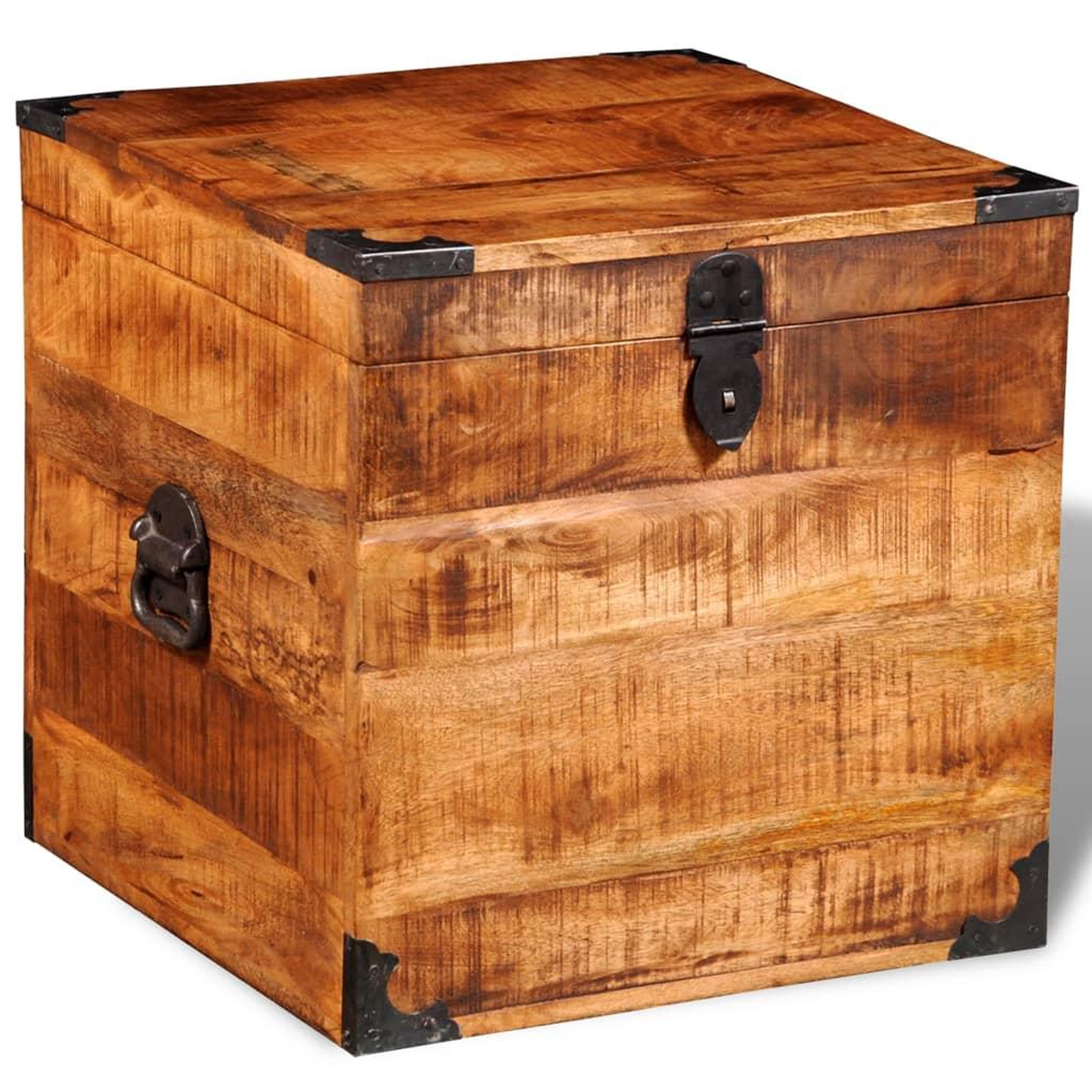 Voir la diapositive 4 : VIDAXL Coffre de rangement cubique bois de manguier brut