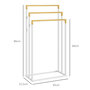 Voir la diapositive 3 : KLEANKIN Porte-serviette autoportant 3 barres - dim. 45L x 22l x 86H cm - bois bambou acier blanc