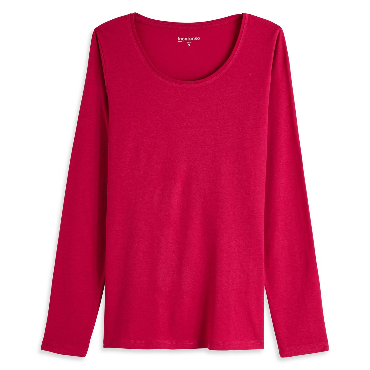 INEXTENSO T-shirt manches longues fuchsia en coton femme