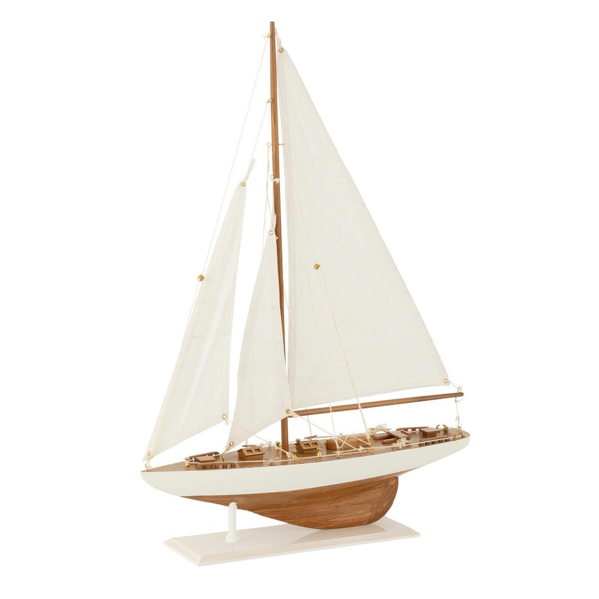 J-LINE Voilier déco en bois  harrison  59cm blanc
