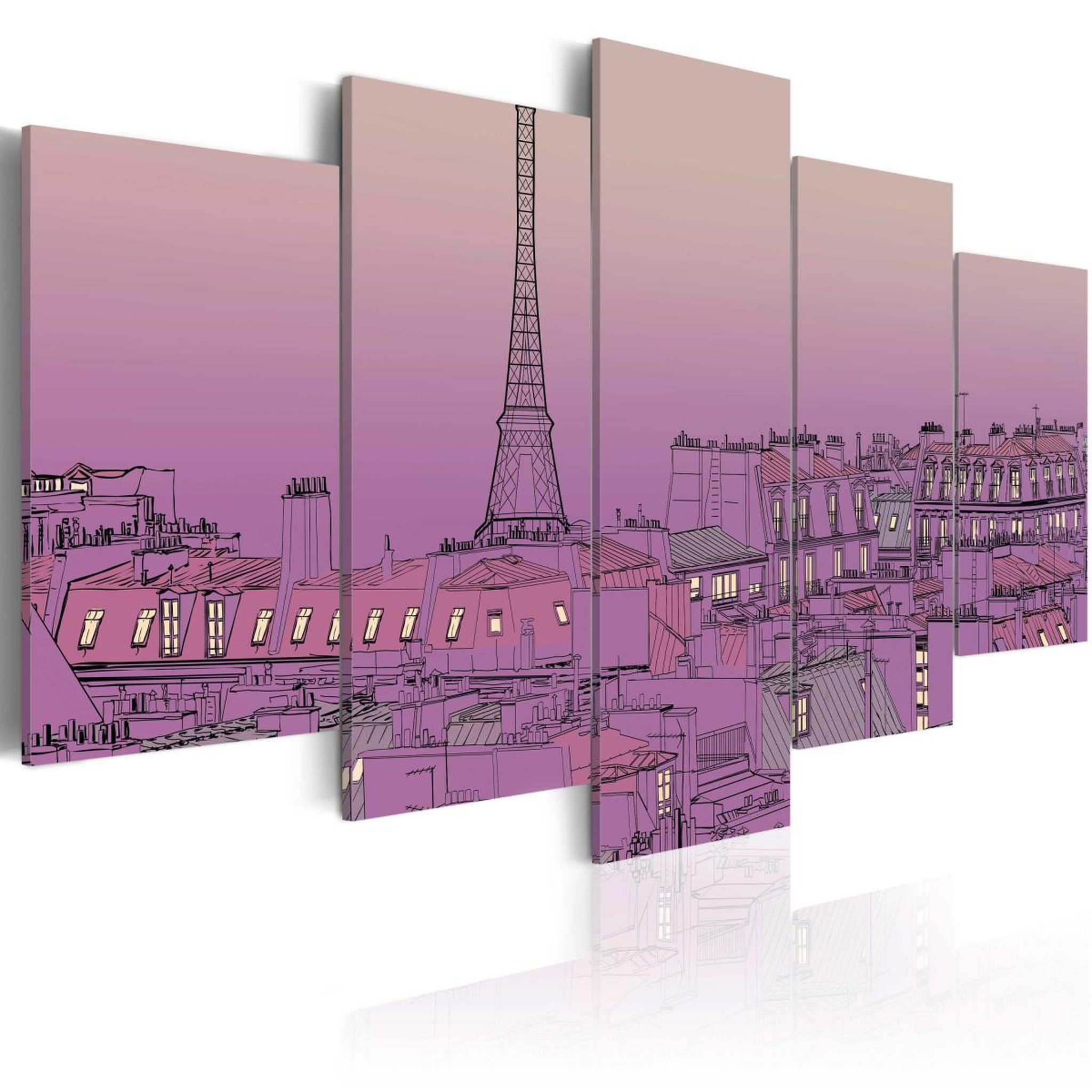 Paris Prix Tableau  lever de soleil lavandé au dessus de paris. Coloris disponibles : Multicolore
