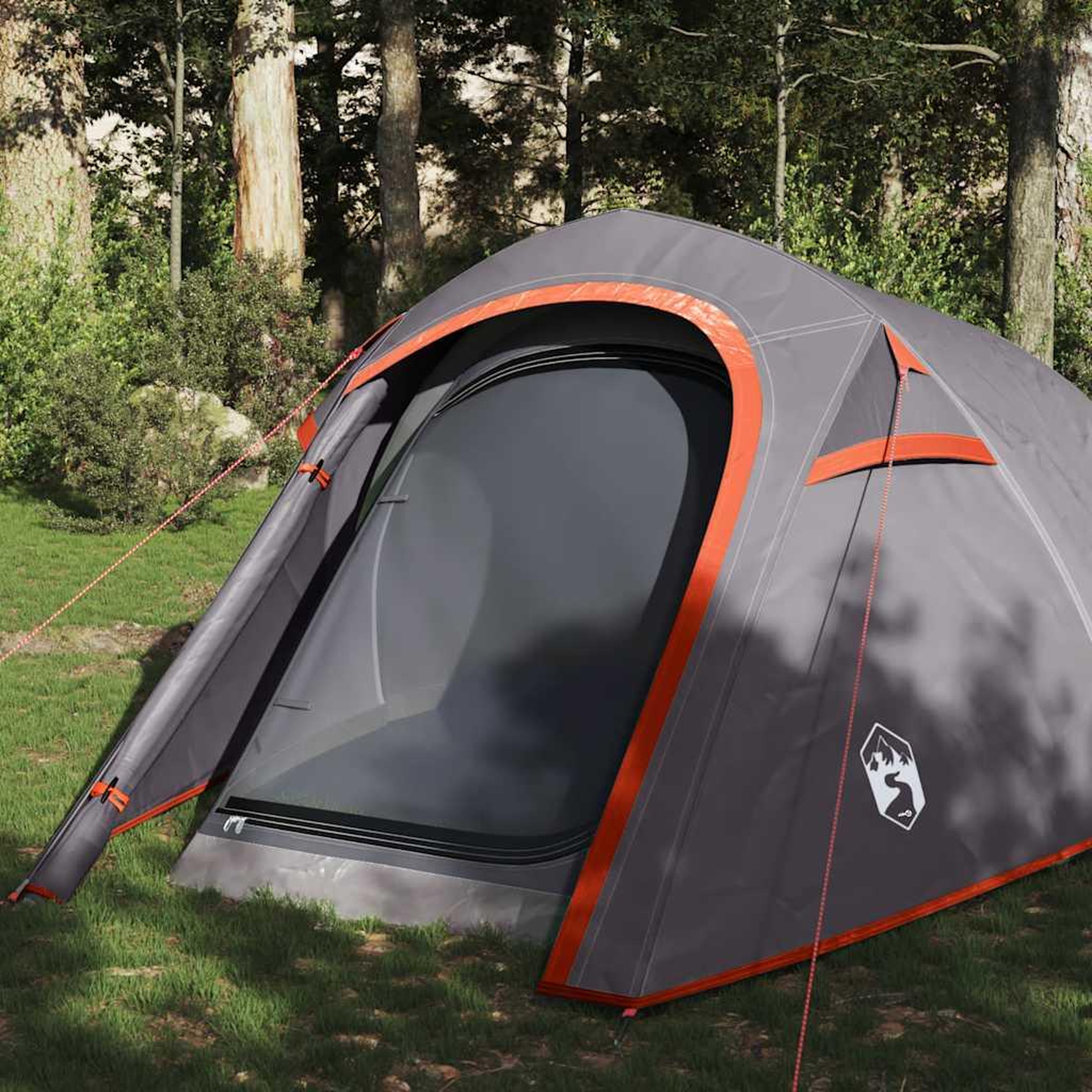 Voir la diapositive 1 : VIDAXL Tente de camping tunnel 3 personnes gris et orange impermeable
