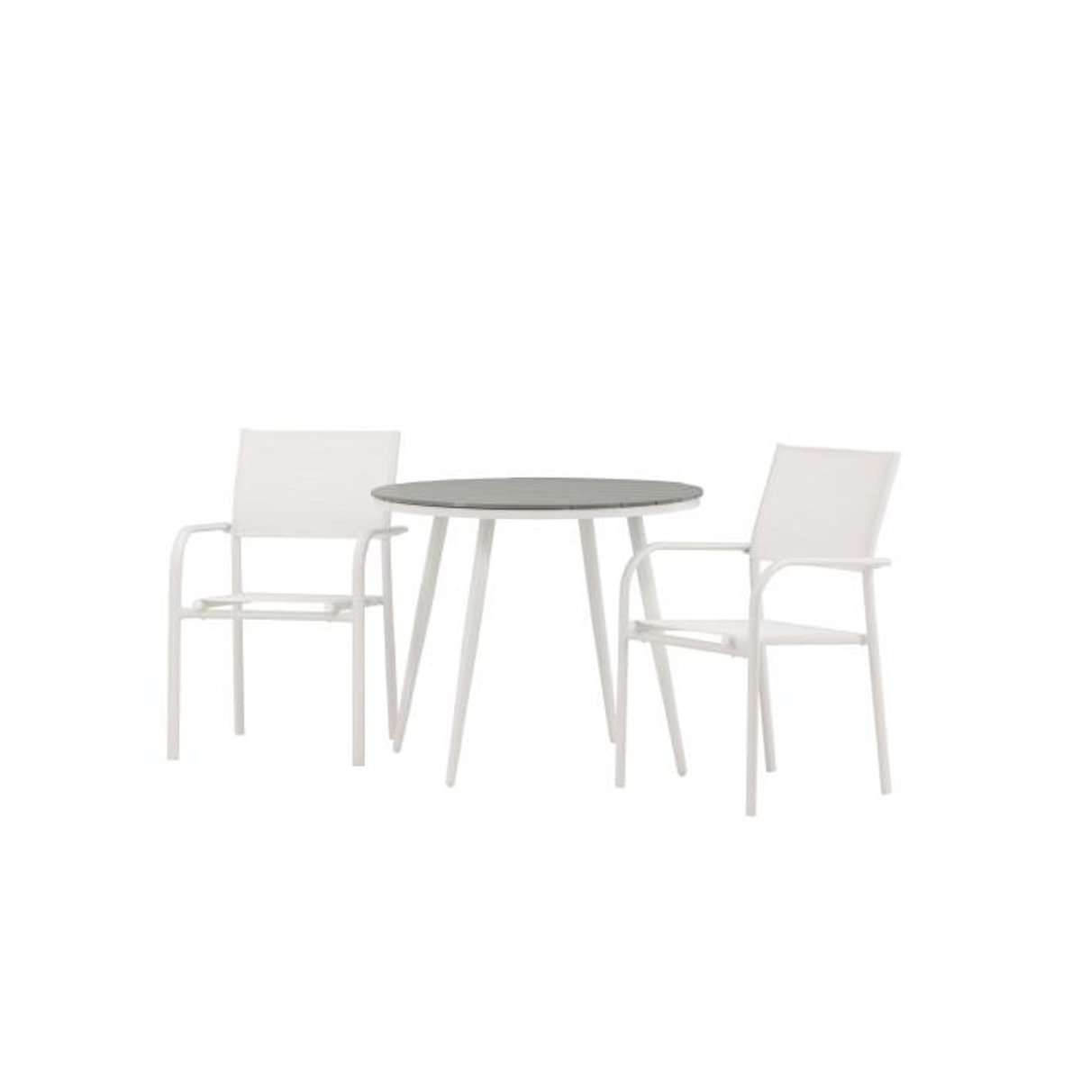 Paris Prix Ensemble Table de Jardin & 2 Chaises  Break & Santorini  90cm Gris & Blanc