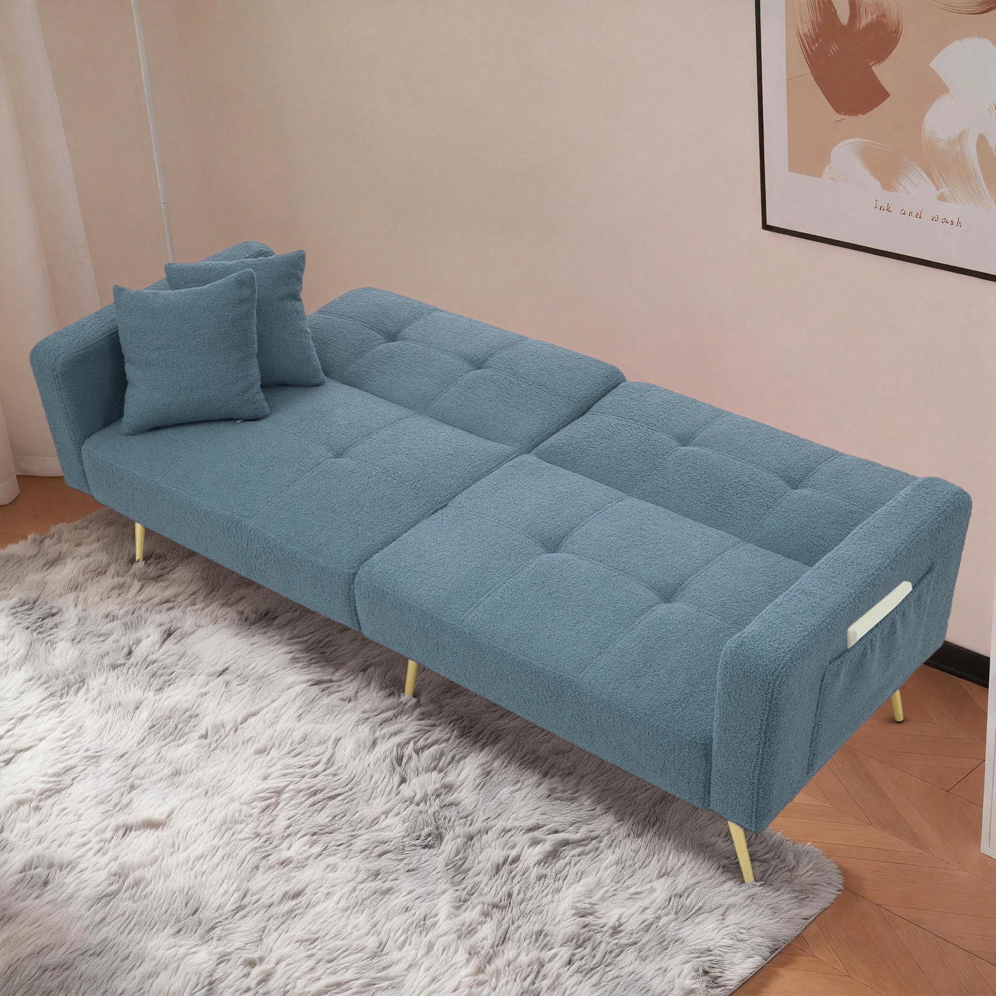 Voir la diapositive 5 : MERAX Canapé droit convertible 2 places tissu