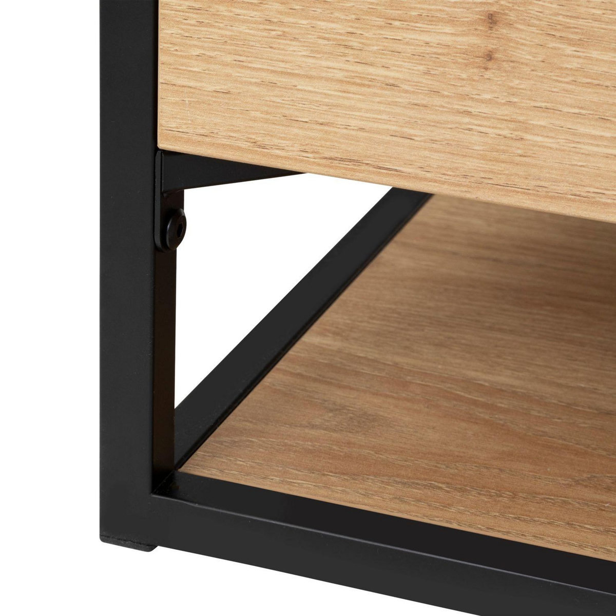 ATMOSPHERA Table basse 2 tiroirs effet bois et verre ALDEA - Beige