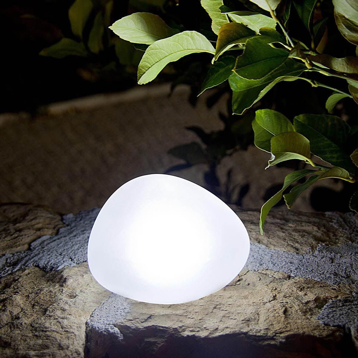 Lumisky Lampe solaire décorative galet SOLENZARA Transparent Verre D16cm