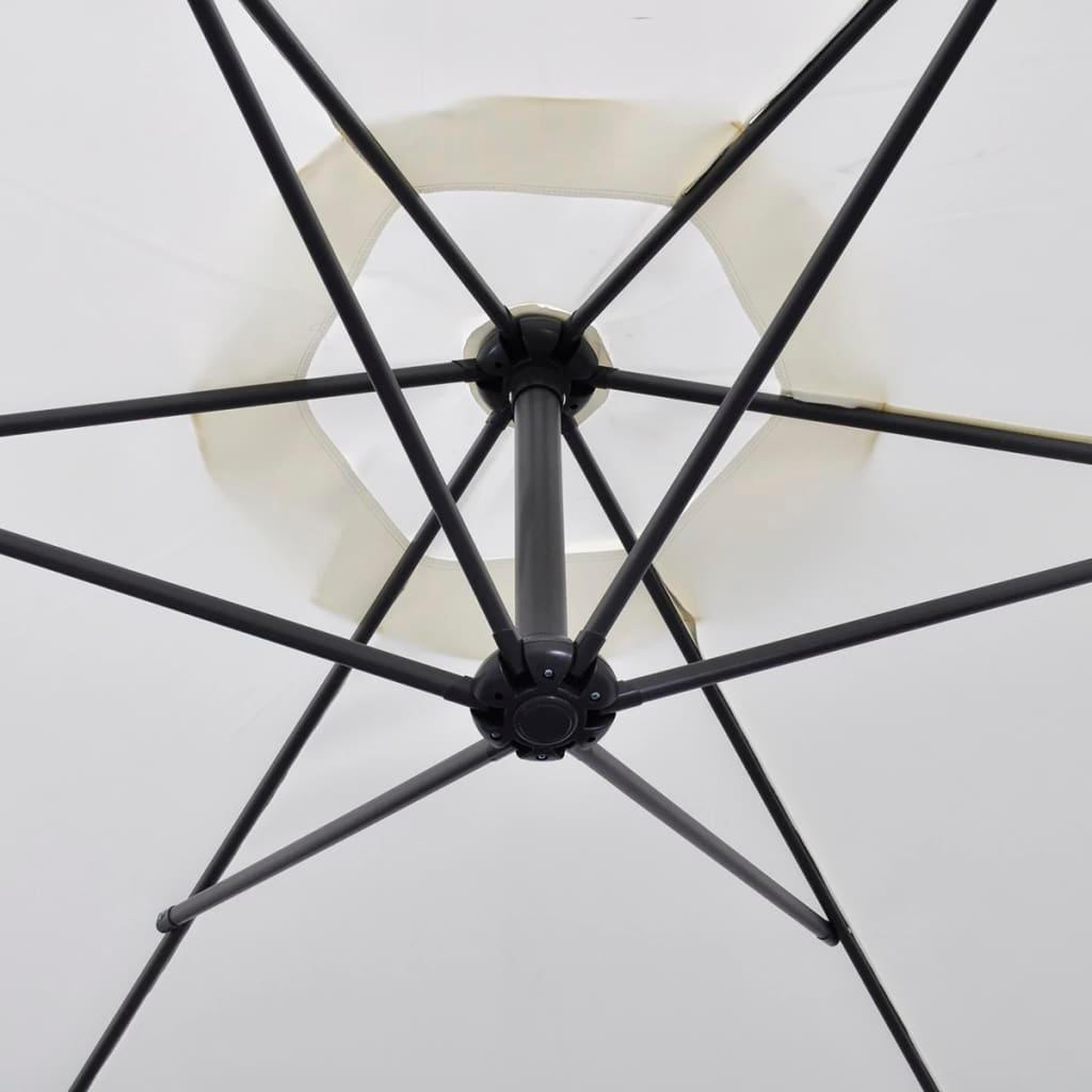 Voir la diapositive 3 : VIDAXL Parasol de jardin en porte-a-faux 3 m blanc sable