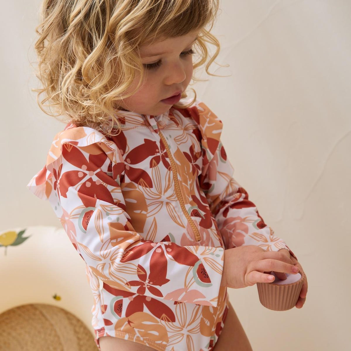 Petit Béguin Maillot de bain 1 pièce bébé manches longues Cassis