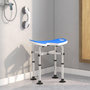 Voir la diapositive 2 : HOMCOM Tabouret de douche - siège de douche avec barre d'appui ventouse - hauteur réglable - alu HDPE bleu blanc