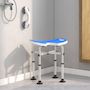 Voir la diapositive 2 : HOMCOM Tabouret de douche - siège de douche avec barre d'appui ventouse - hauteur réglable - alu HDPE bleu blanc