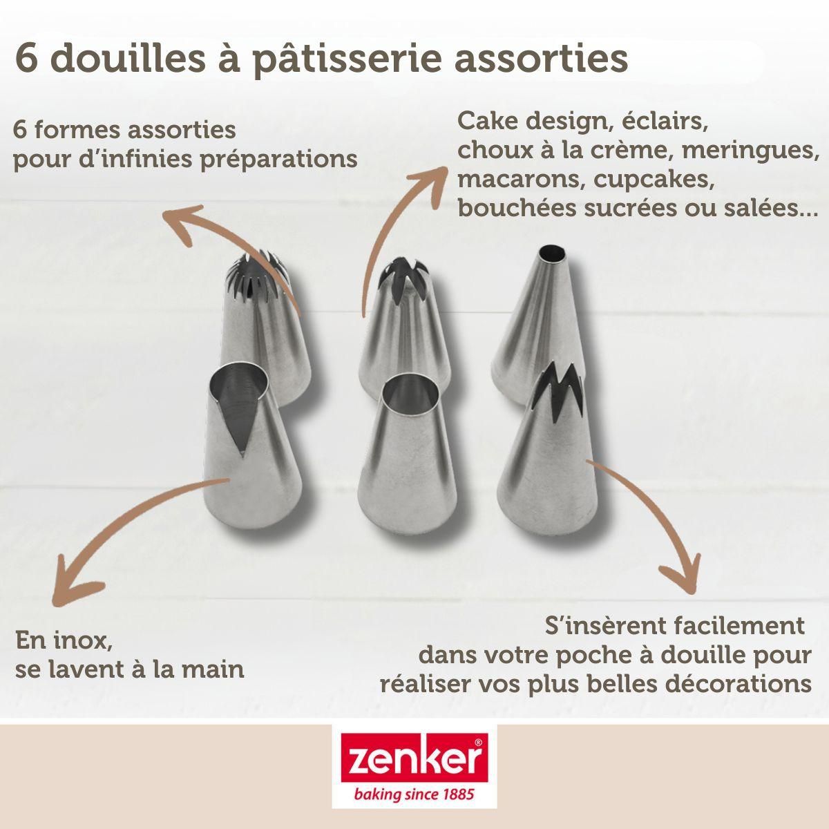 ZENKER Lot de 6 douilles à pâtisserie en inox grand modèle Zenker Smart Pastry