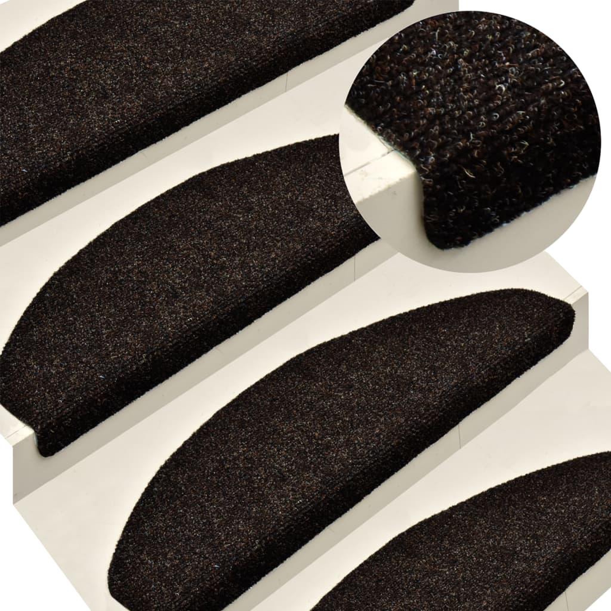 Voir la diapositive 1 : VIDAXL Tapis autoadhesifs de marches 5 pcs Marron 56x17x3cm Aiguillete
