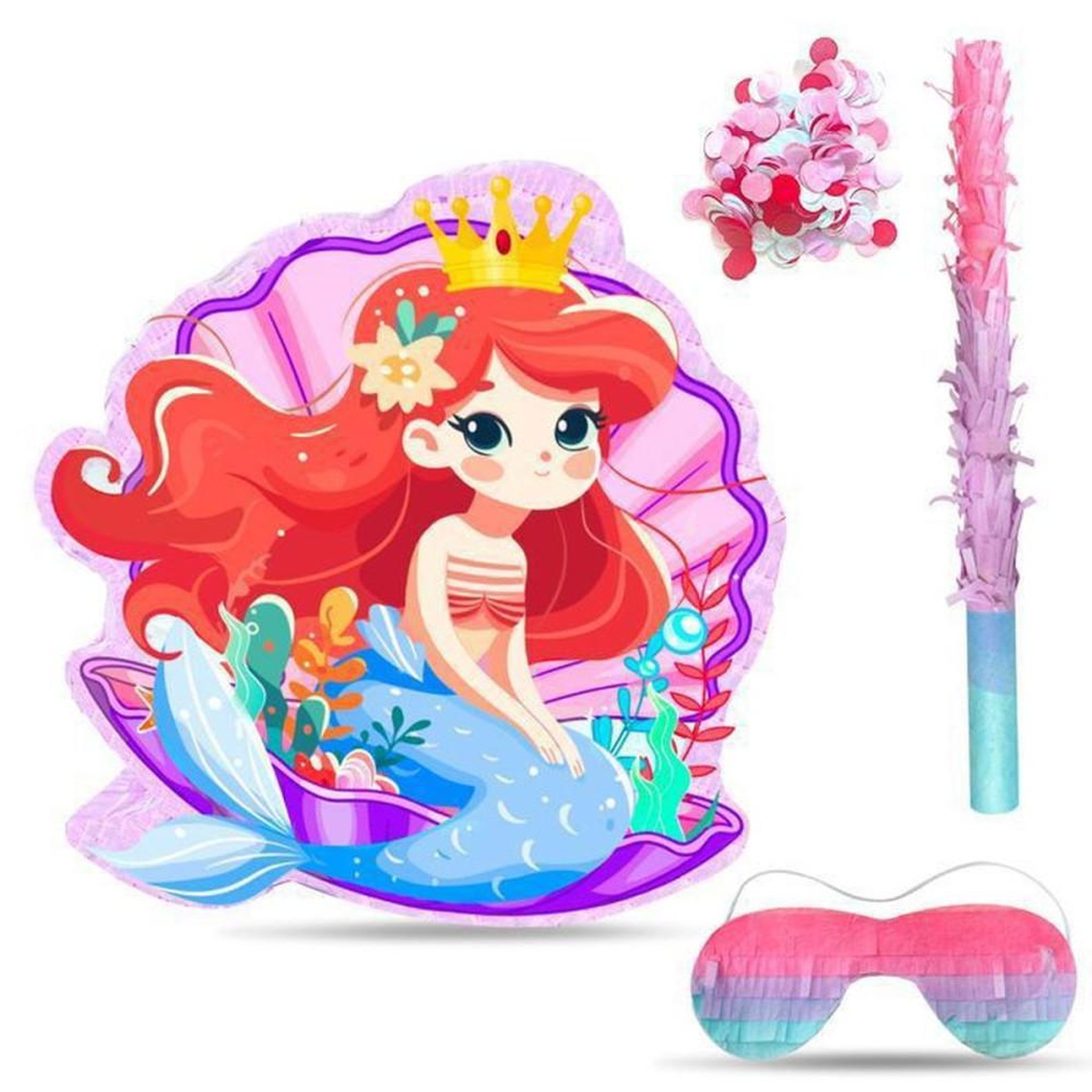 Piñata suspendue sirène multicolore pour enfants, 35,5 cm