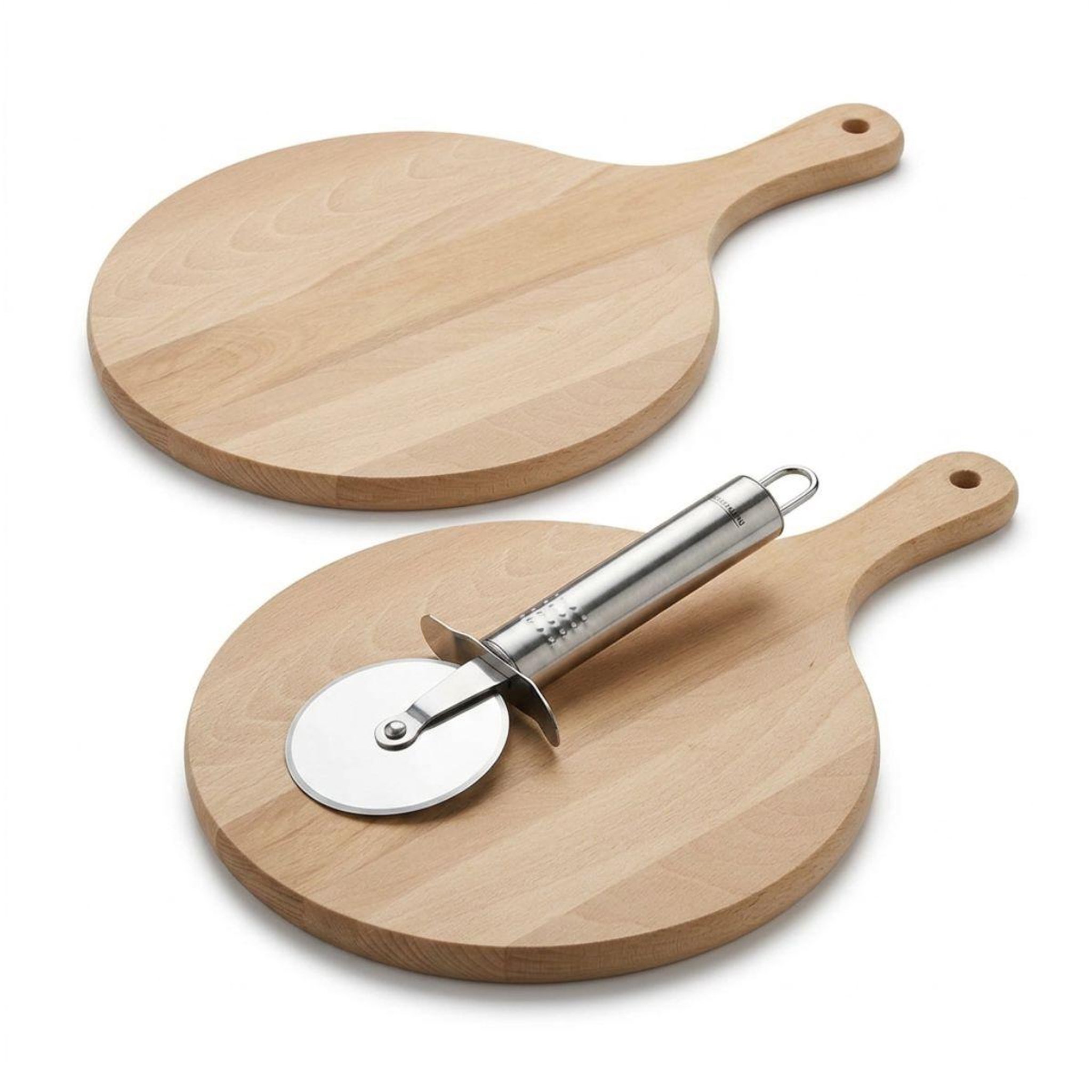 Fackelmann 2 planches à pizza 30 cm en bois et roulette Fackelmann Boissellerie