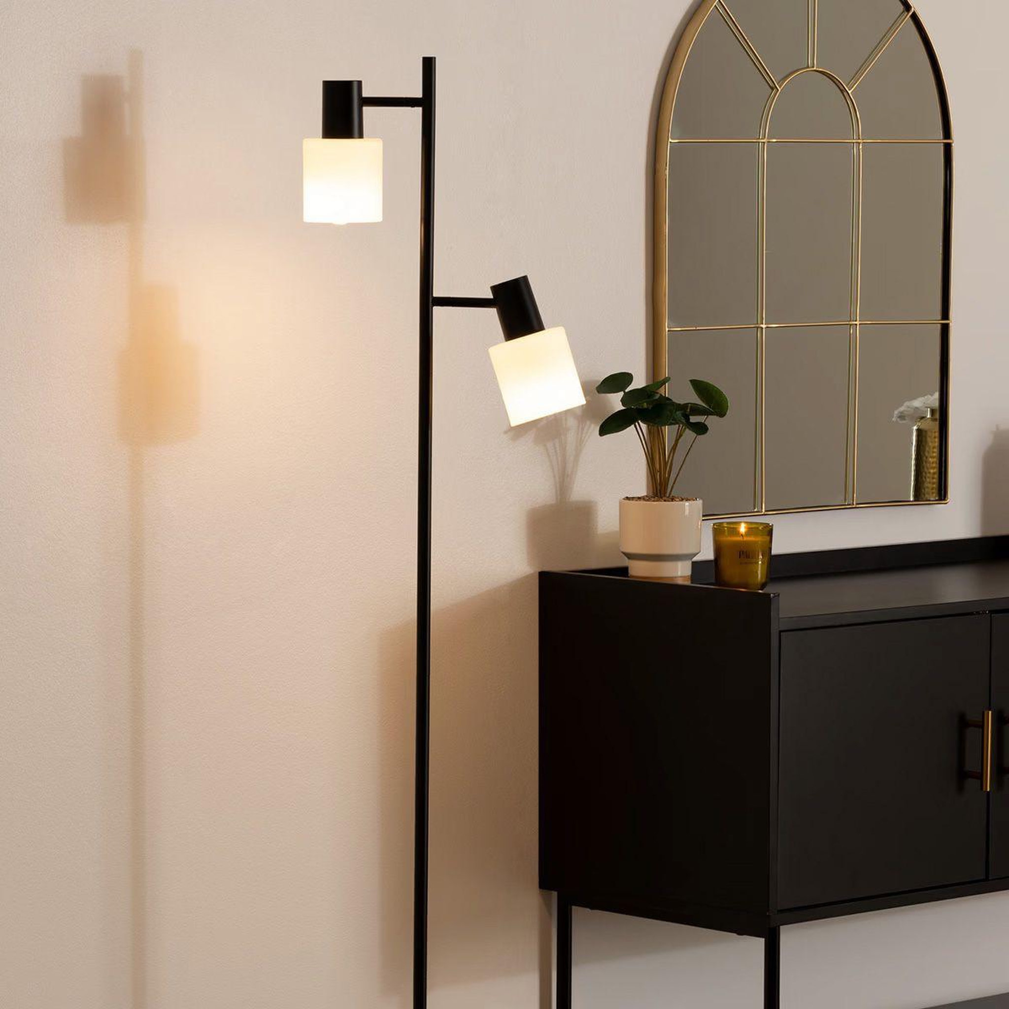 Voir la diapositive 5 : ATMOSPHERA Lampadaire design en métal  tais  143cm noir
