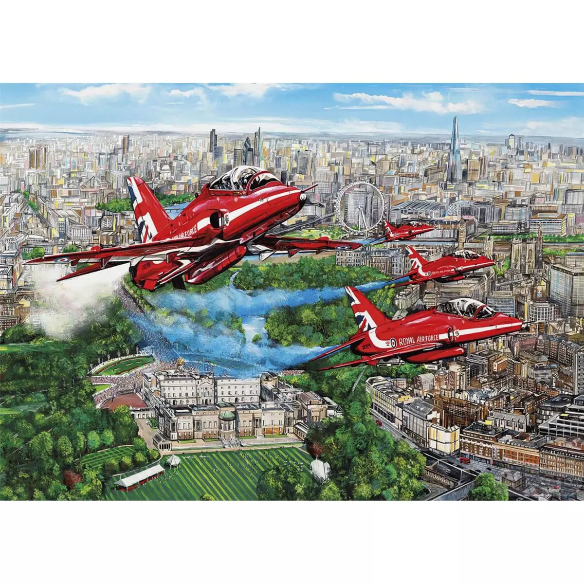 Gibsons Puzzle 1000 pièces : Flèches rouges survolant Londres