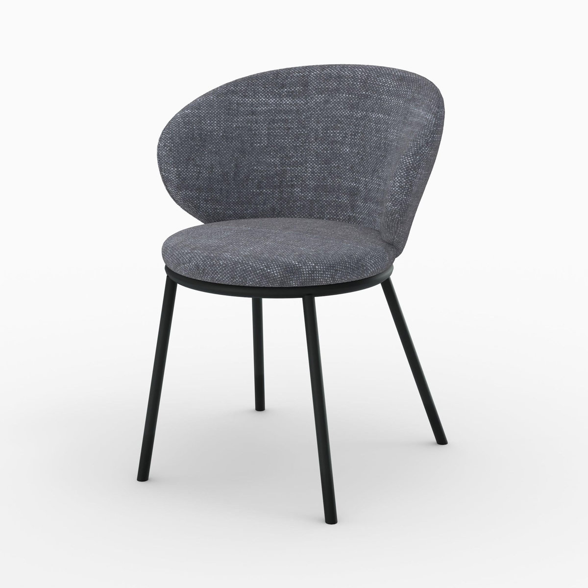 Rendez vous déco Chaise en tissu gris et pieds en métal noir-Angèle