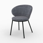 Rendez vous déco Chaise en tissu gris et pieds en métal noir-Angèle