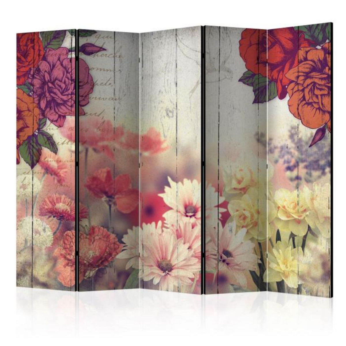 Paris Prix Paravent 5 Volets  Vintage Flowers  172x225cm