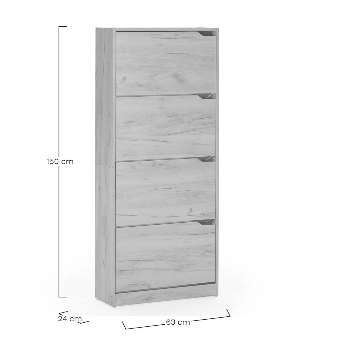 VS VENTA-STOCK Meuble à chaussures Angel 4 portes couleur chêne clair, pour 24 paires