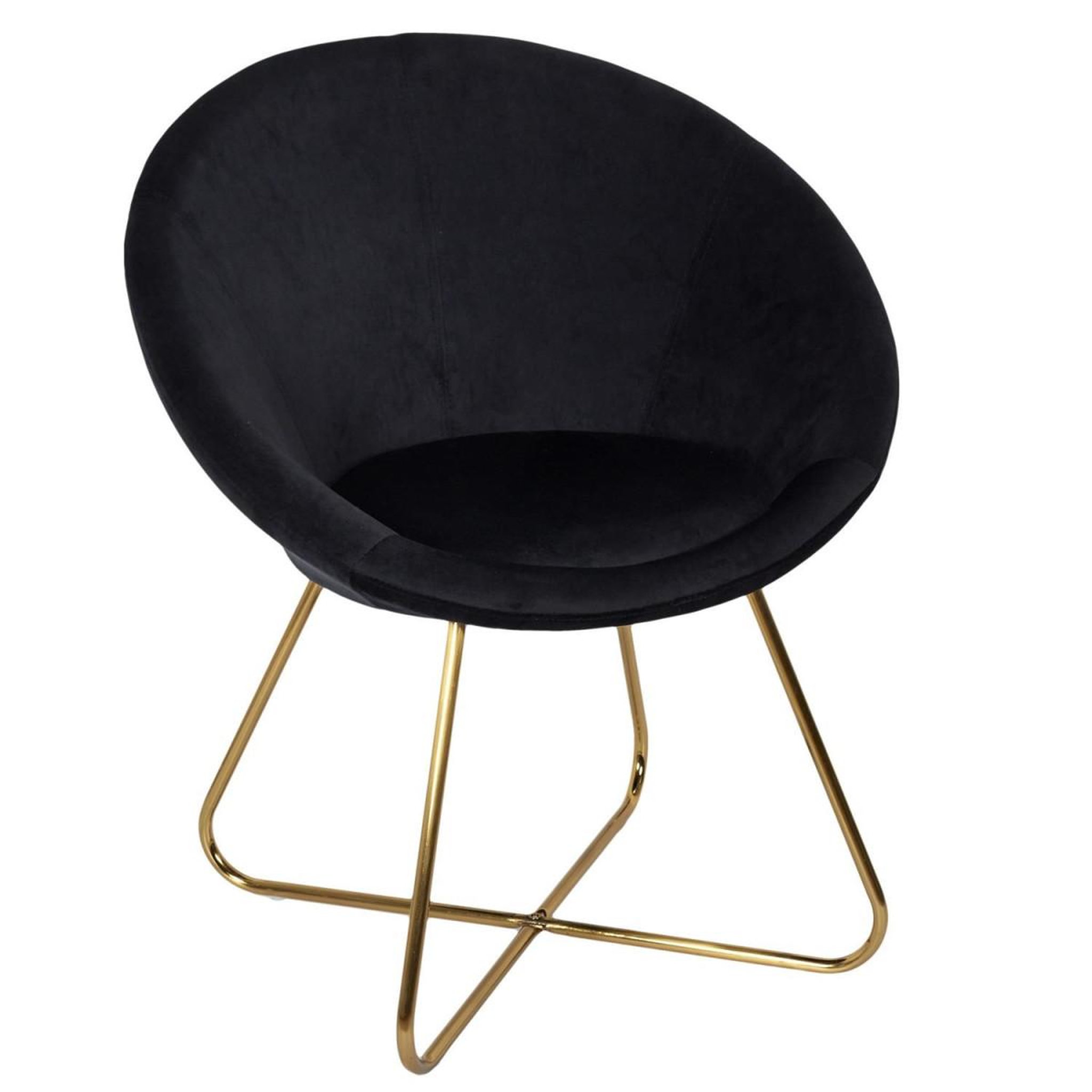The Home Deco Factory Fauteuil Design Velours  Karl  83cm Noir