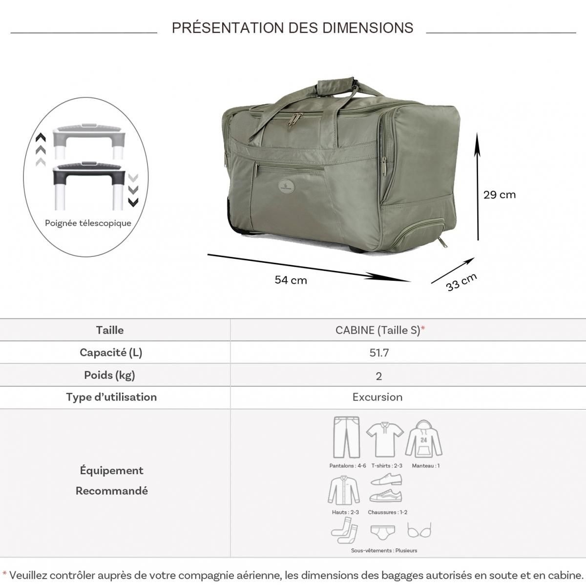 David Jones Sac de voyage cabine avec roulettes 42L  50cm