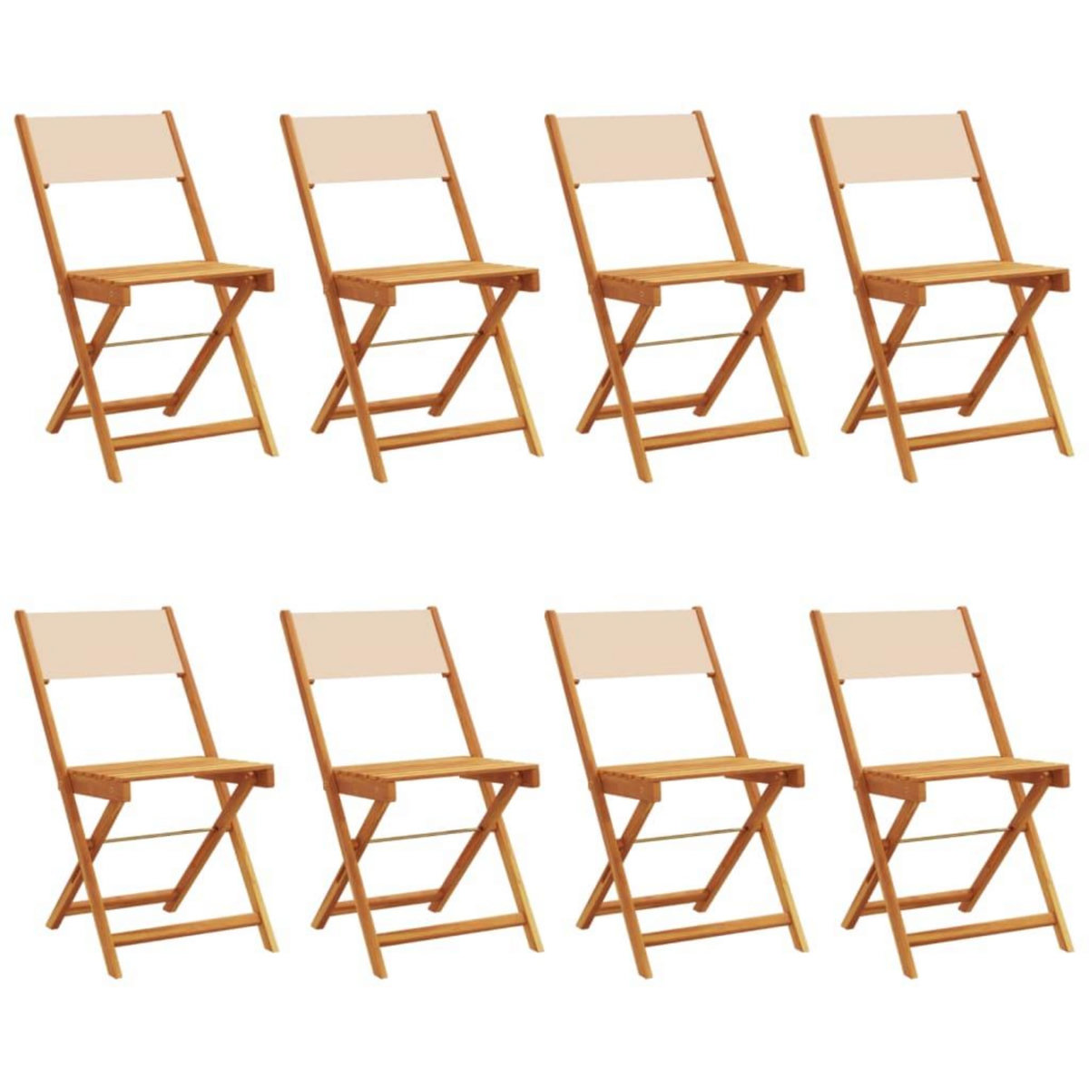 VIDAXL Chaises de jardin pliantes lot de 8 beige tissu et bois massif