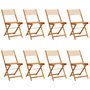Voir la diapositive 2 : VIDAXL Chaises de jardin pliantes lot de 8 beige tissu et bois massif