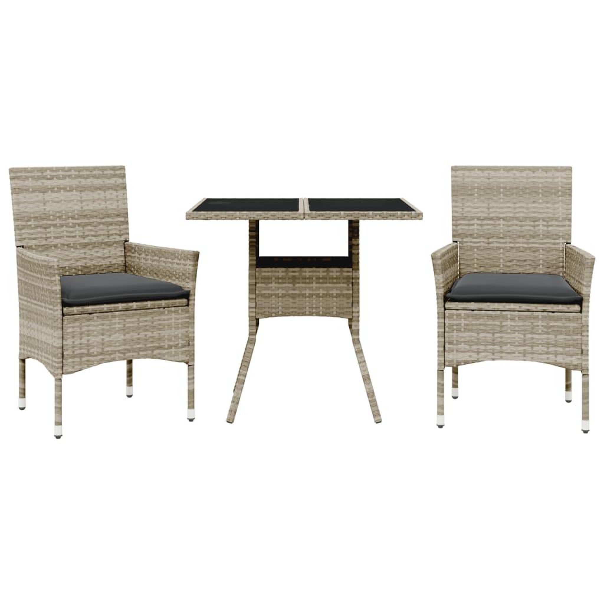 Voir la diapositive 2 : VIDAXL Ensemble a manger de jardin avec coussins 3 pcs rotin et verre