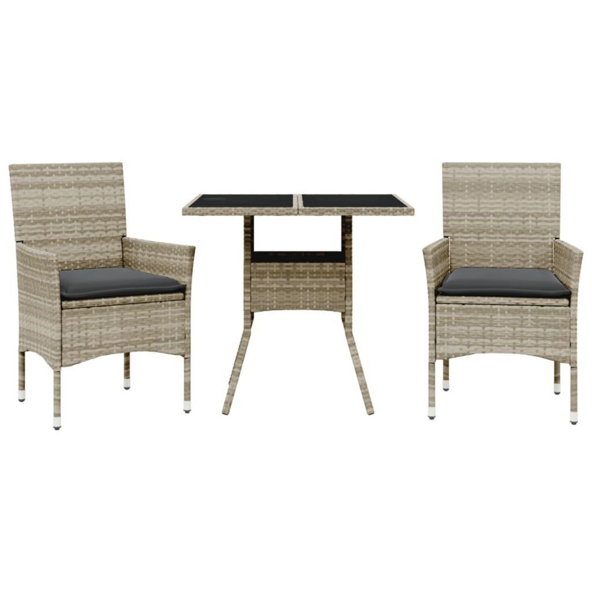 VIDAXL Ensemble a manger de jardin avec coussins 3 pcs rotin et verre