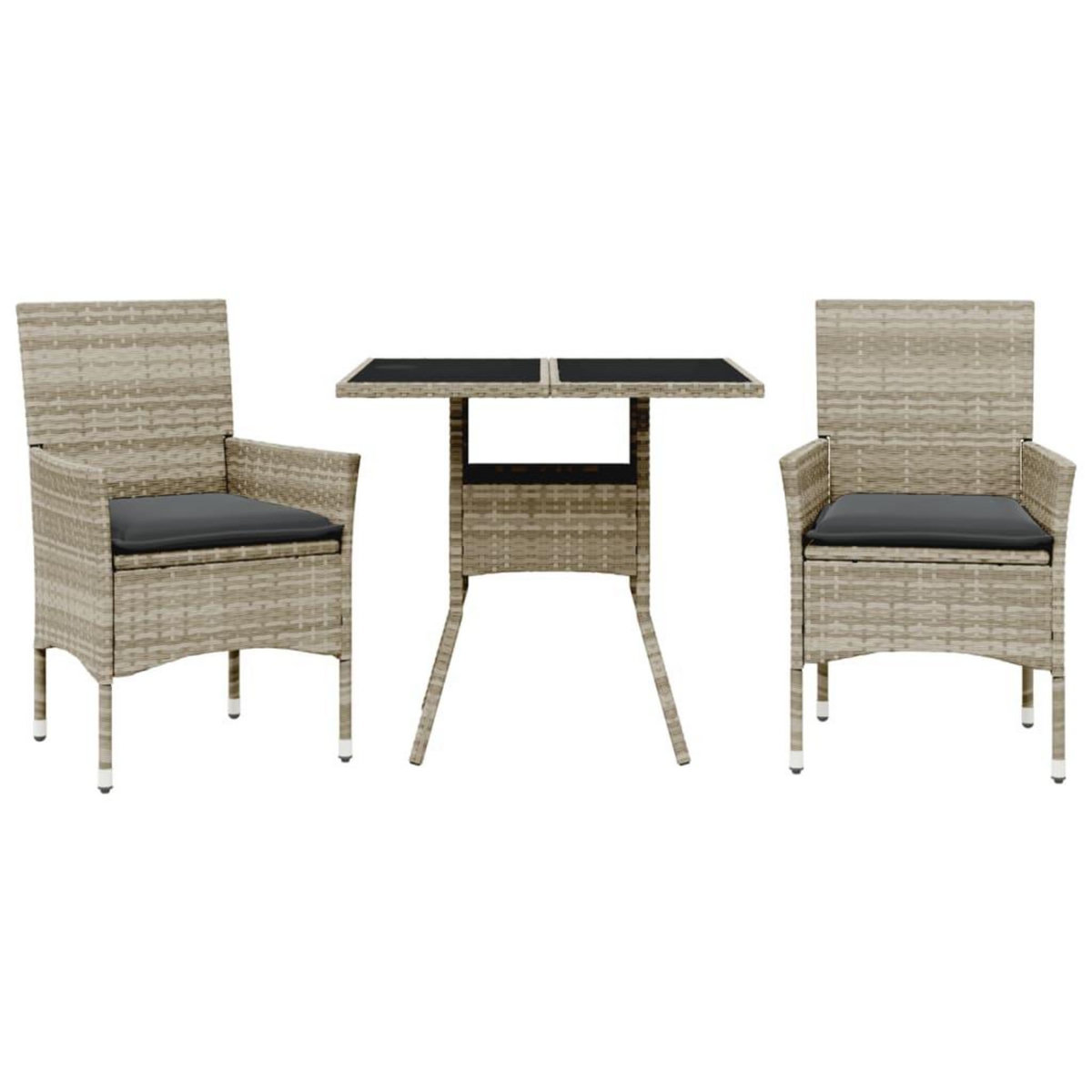 VIDAXL Ensemble a manger de jardin avec coussins 3 pcs rotin et verre