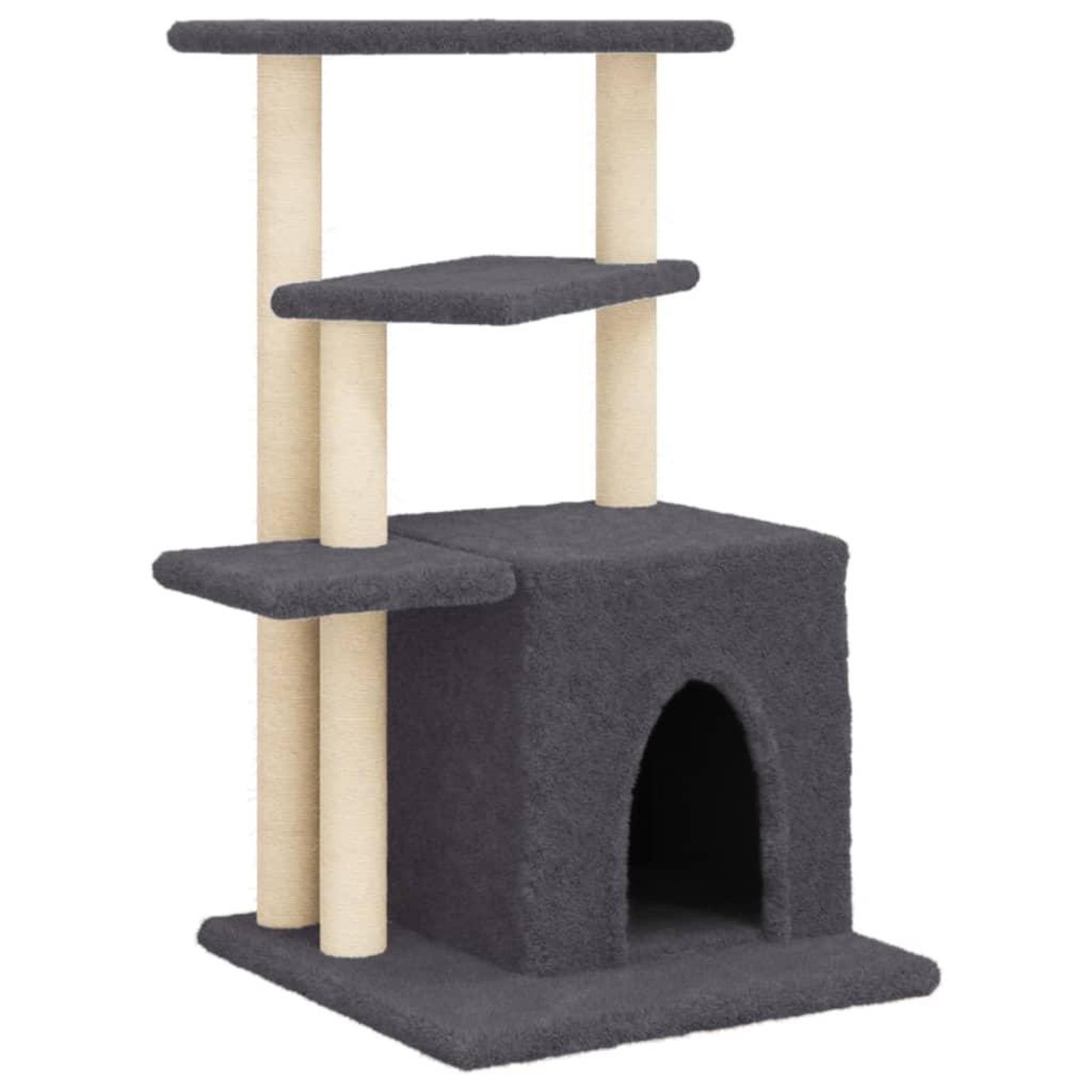 Voir la diapositive 2 : VIDAXL Arbre a chat avec griffoirs en sisal gris fonce 83,5 cm